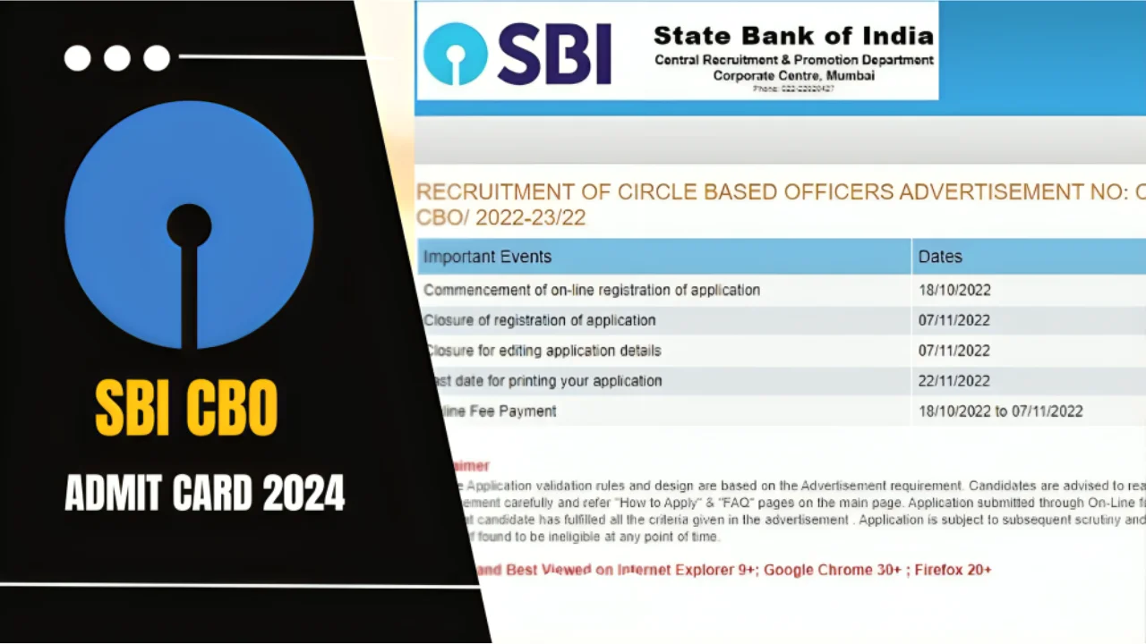 SBI CBO Admit Card 2024